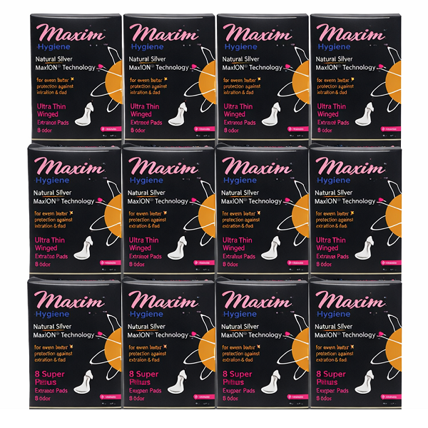 MaxION - Ultra Thin Winged Sanitary Pads, Overnight/Super Plus