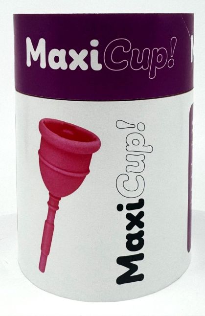 MaxiCup® Dischargeable Menstrual Cup, w/Sterilizer Container, Medium Size, Pink