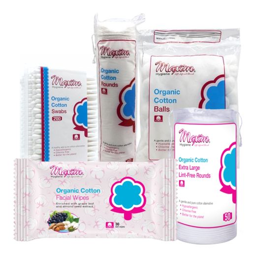 Organic Cotton Balls/Rounds/Ovals/Swabs, Facial Wipes, Combo