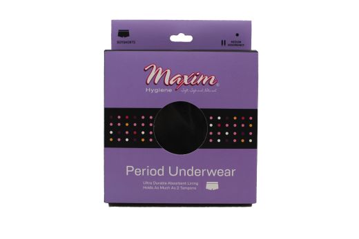 Maxim – Period Underwear, Boyshorts, Black/Medium/Small