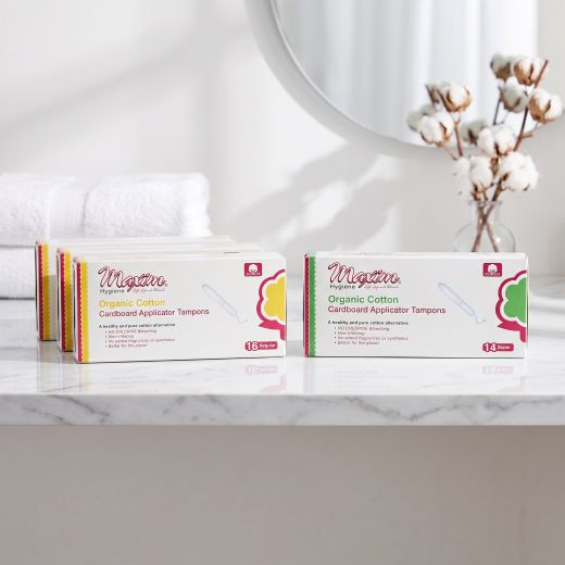 Maxim® Organic Cotton Cardboard Applicator Tampons, Reg/Sup