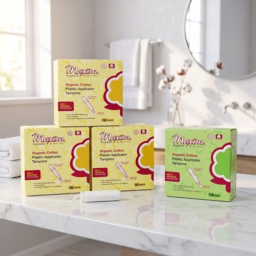Maxim® Organic Cotton Plastic Applicator Tampons, Reg/Sup, Combo