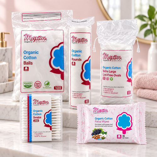 Organic Cotton Balls/Rounds/Ovals/Swabs, Facial Wipes, Combo