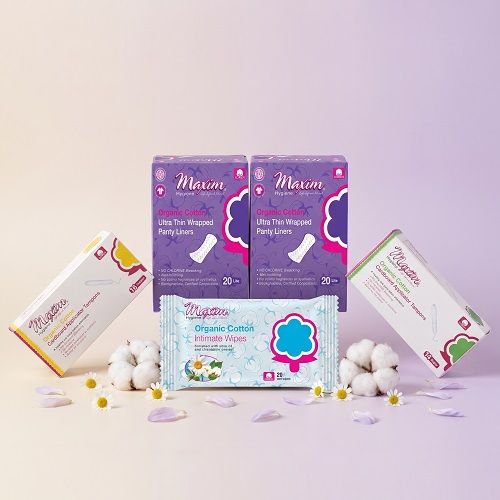 Organic Cotton Cardboard Applicator Tampons, Liners, Wipes, Combo