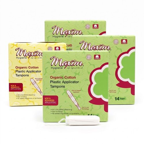 Maxim® Organic Cotton Plastic Applicator Tampons, Reg/Sup, Combo