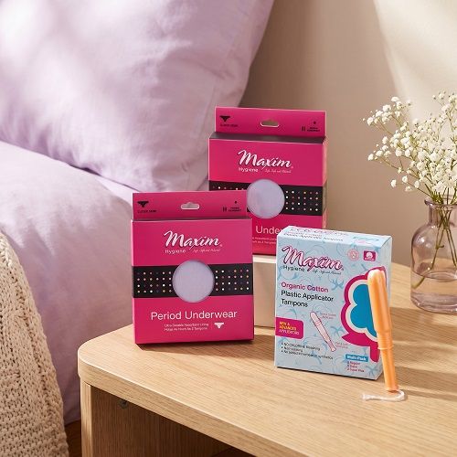 Maxim® Plastic Applicator Tampons, Multi, Leakproof Period Underwear, Boyshorts, Medium Absorbency, Lilac, 16ct, 3 Packs ($1.18 Savings)