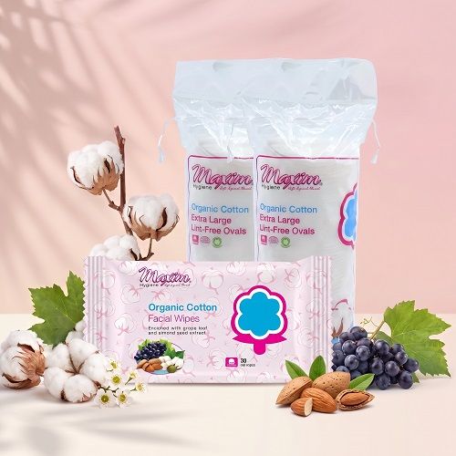Organic Cotton Makeup Remover, Facial Wipes, Combo
