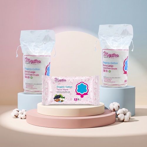 Organic Cotton Makeup Remover, Facial Wipes, Combo