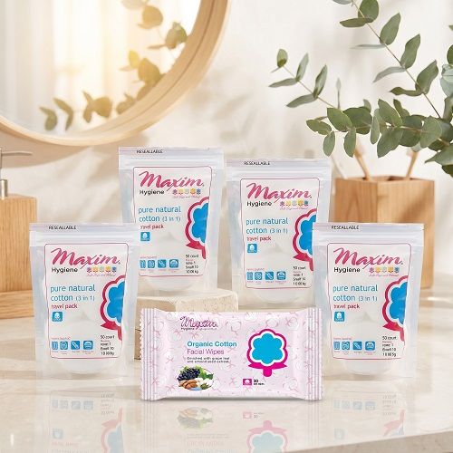 Organic Cotton Facial Wipes, Travel Pack, Combo