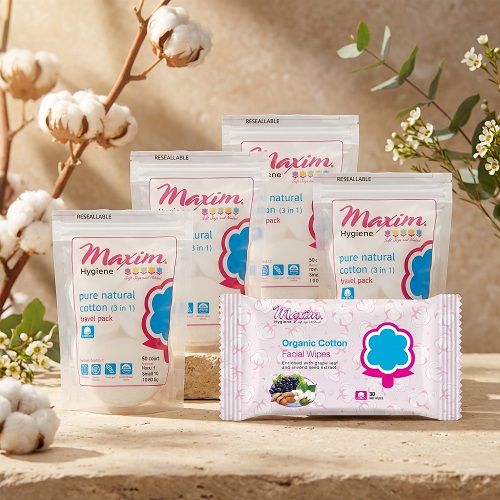 Organic Cotton Facial Wipes, Travel Pack, Combo