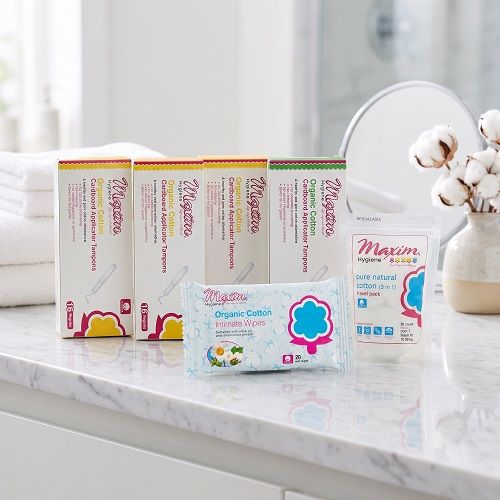 Maxim® Cardboard Applicator Tampons, Reg/48, Sup/14, Intimate Wipes, Travel Pack