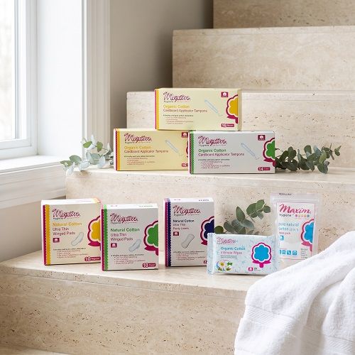 Maxim® Organic Cotton Cardboard Applicator Tampons, Reg/32, Sup/14, Pads & Liners, Reg/10, Sup/10, Lite/24, Intimate Wipes, Travel Pack, 160ct, 8 Packs ($2.66 Savings)
