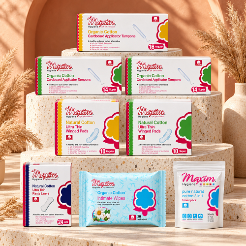 Maxim® Cardboard Applicator Tampons, Reg/16, Sup/28, Pads & Liners, Reg/10, Sup/10, Lite/24, Intimate Wipes, Travel Pack, 158ct, 8 Packs ($2.66 Savings)