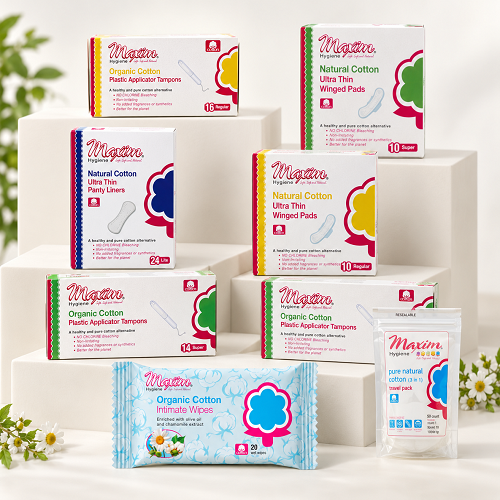 Maxim® Plastic Applicator Tampons, Reg/16, Sup/28, Pads & Liners, Reg/10, Sup/10, Lite/24, Intimate Wipes, Travel Pack, 158ct, 8 Packs ($2.62 Savings)